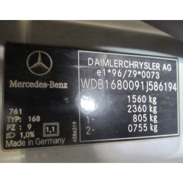 Mécanisme d'essuie-glaces avant Mercedes-Benz A (W168) (2001 - 2004) Hatchback 1.7 A-170 CDI 16V (OM668.942)
