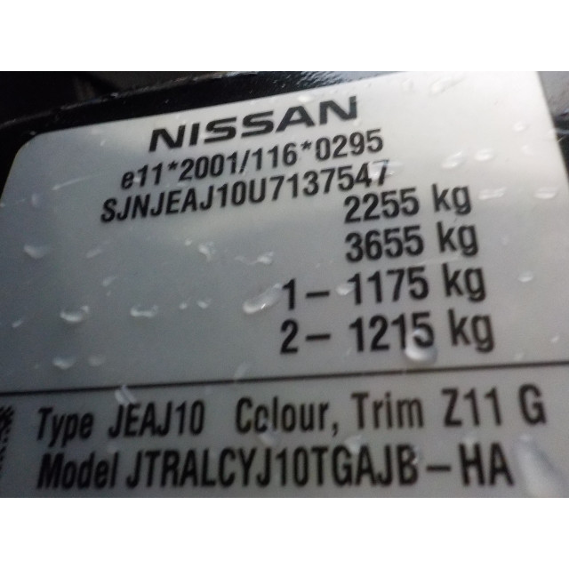 Ceinture de sécurité centrale arrière Nissan/Datsun Qashqai (J10) (2011 - présent) SUV 1.6 dCi Pure Drive (R9M)