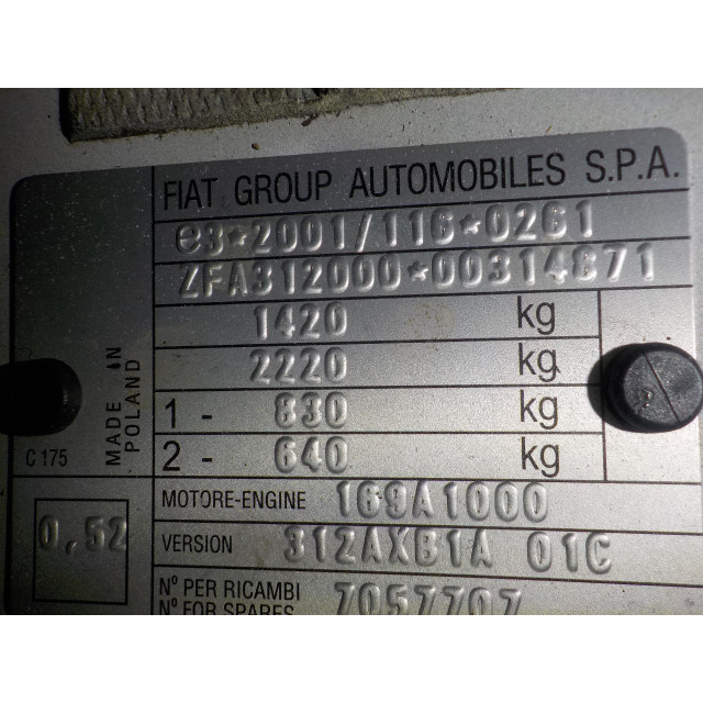 Débitmètre d'air massique Fiat 500 (312) (2007 - présent) Hatchback 1.3 MJTD 16V (169.A.1000)
