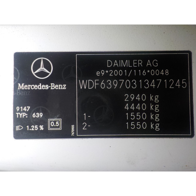 Arbre de transmission arrière gauche Mercedes-Benz Vito (639.7) (2003 - 2014) Bus 2.2 115 CDI 16V (OM646.980)