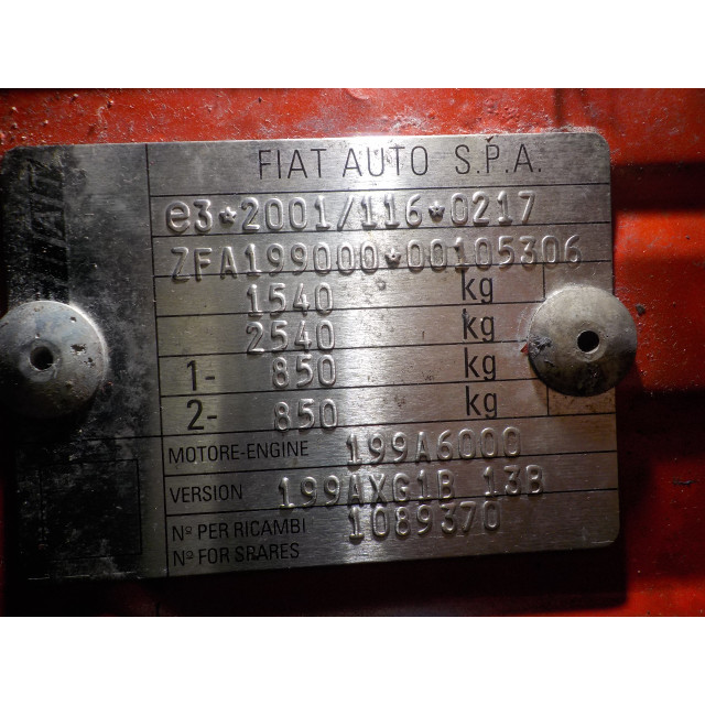 Commutateur de réglage de hauteur de phare Fiat Grande Punto (199) (2005 - 2011) Hatchback 1.4 16V (199.A.6000)