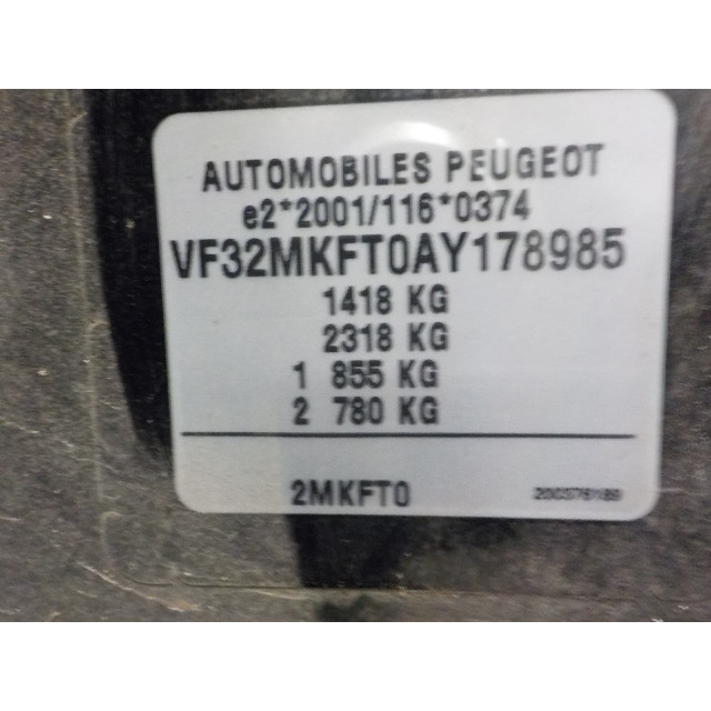 Boîte de vitesses manuel Peugeot 206+ (2L/M) (2010 - 2013) Hatchback 1.4 XS (TU3AE5(KFT))