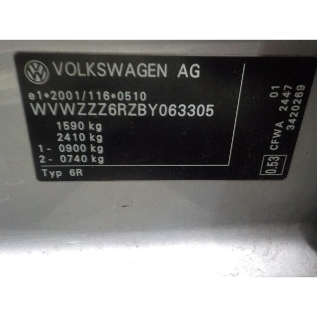 Anneau de contact Volkswagen Polo V (6R) (2009 - 2014) Hatchback 1.2 TDI 12V BlueMotion (CFWA(Euro 5))