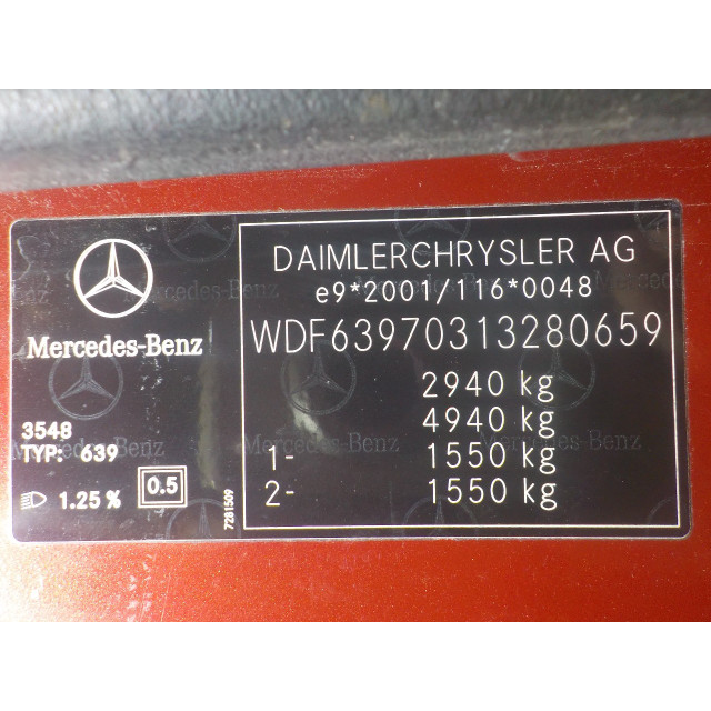 Réflecteur Mercedes-Benz Vito (639.7) (2003 - 2014) Bus 2.2 111 CDI 16V (OM646.982)