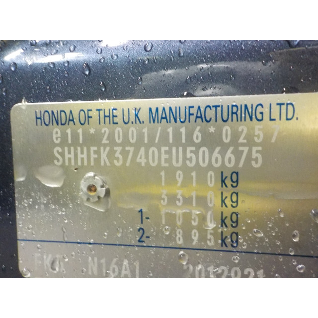 Moteur d'essuie-glaces de pare-brise Honda Civic Tourer (FK) (2014 - présent) Combi 1.6 i-DTEC Advanced 16V (N16A1)
