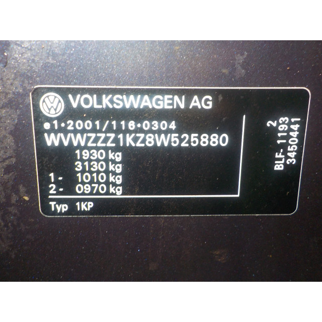 Verrouillage central électrique de porte à mécanisme de verrouillage avant droit Volkswagen Golf Plus (5M1/1KP) (2004 - 2008) MPV 1.6 FSI 16V (BLF(Euro 4))