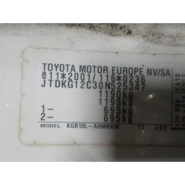 Porte arrière gauche Toyota Aygo (B10) (2005 - 2014) Hatchback 1.0 12V VVT-i (1KR-FE)