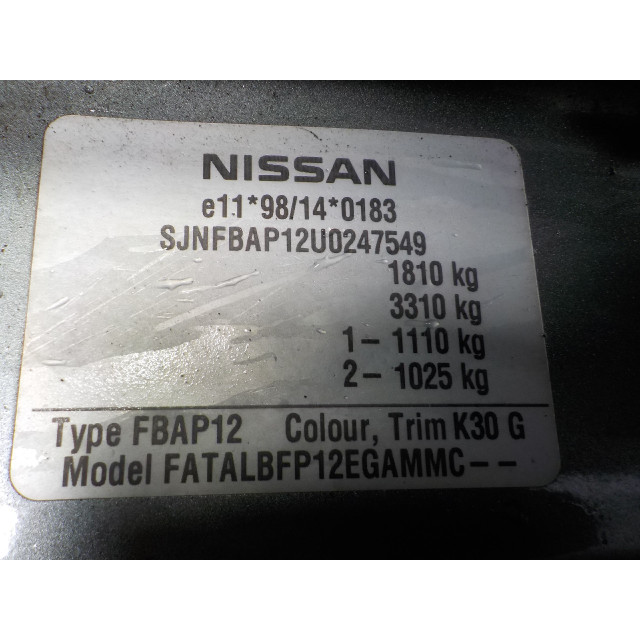 Débitmètre d'air massique Nissan/Datsun Primera (P12) (2002 - 2008) Hatchback 1.8 16V (QG18DE(Euro 3)