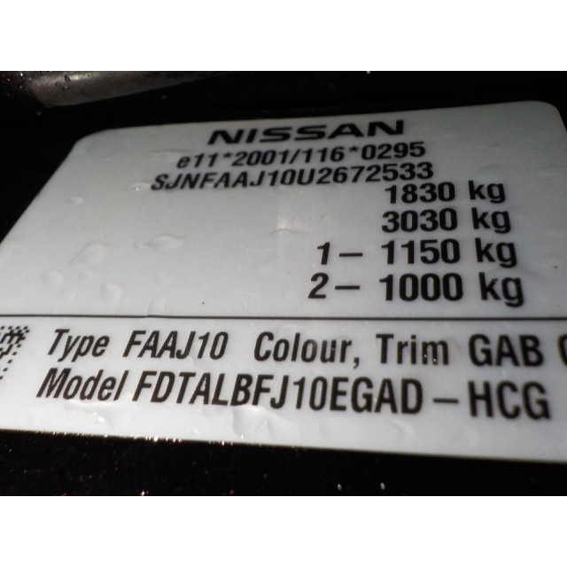 Habitacle Nissan/Datsun Qashqai (J10) (2010 - présent) SUV 1.6 16V (HR16DE)