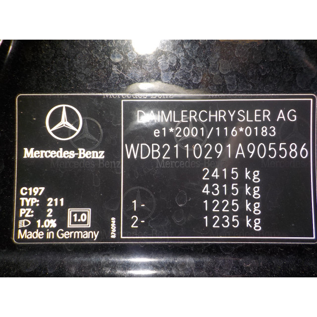 Arbre de transmission Mercedes-Benz E (W211) (2006 - 2008) Sedan 4.0 E-420 CDI 32V (OM629.910)